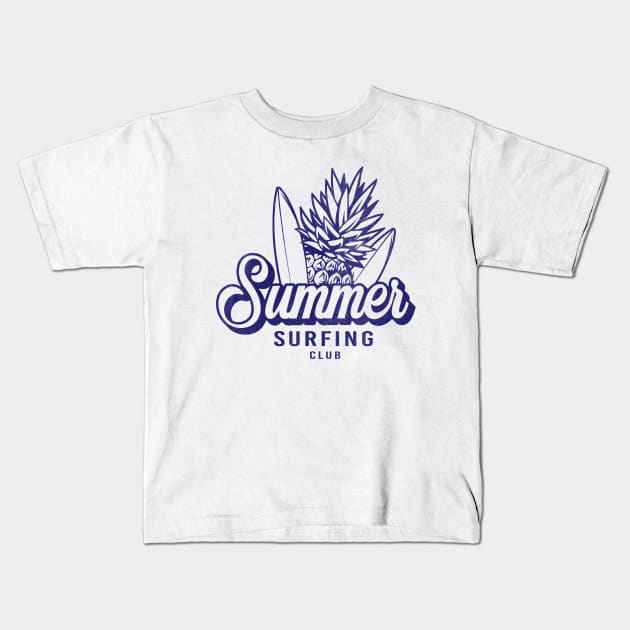 Summer Surfing Club Kids T-Shirt by PowelCastStudio